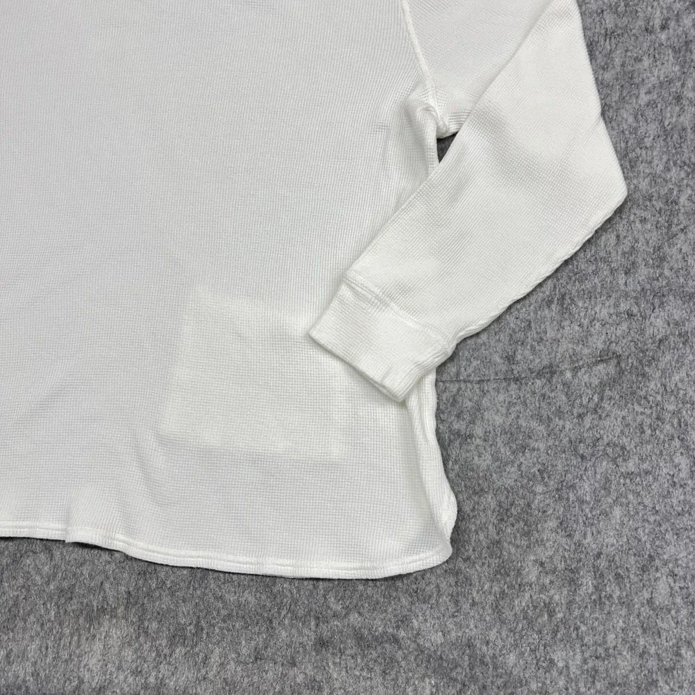 Chicos Zenergy Shirt Womens 2 12/14 Off White Waffle Knit Cowl Neck Pocket - Picture 14 of 16